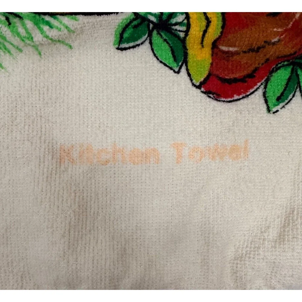 Vintage Mushroom Hanging Kitchen Hand Towels Crocheted 1970s Grannycore Pair